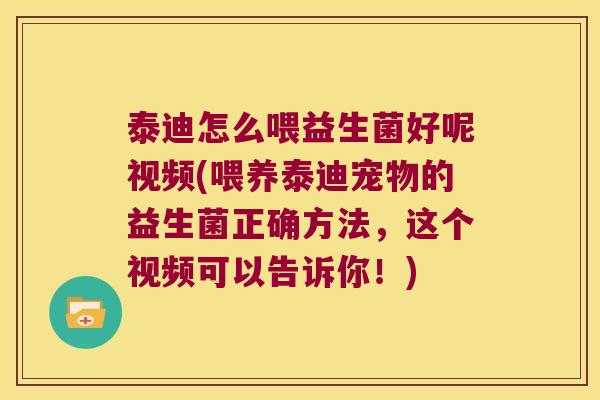 泰迪怎么喂益生菌好呢视频(喂养泰迪宠物的益生菌正确方法，这个视频可以告诉你！)