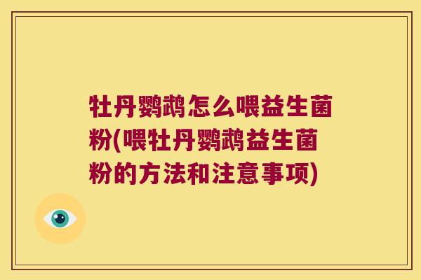 牡丹鹦鹉怎么喂益生菌粉(喂牡丹鹦鹉益生菌粉的方法和注意事项)