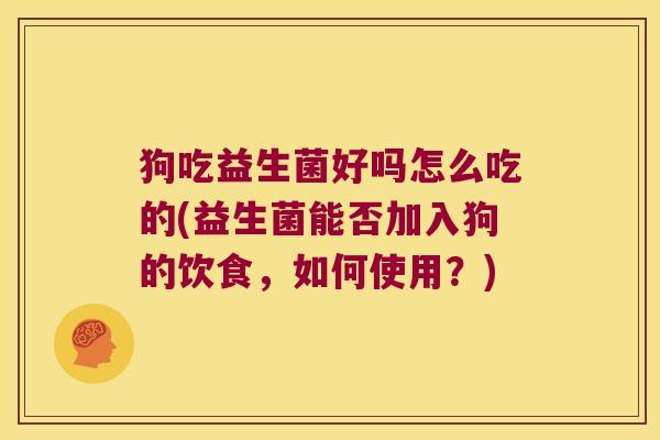 狗吃益生菌好吗怎么吃的(益生菌能否加入狗的饮食,如何使用?) 狗吃益生菌好吗怎么吃的(益生菌能否加入狗的饮食,如何使用?)