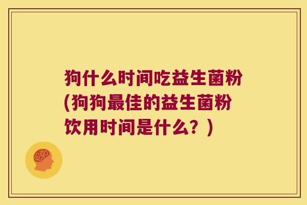 狗什么时间吃益生菌粉(狗狗佳的益生菌粉饮用时间是什么?) 狗什么时间吃益生菌粉(狗狗佳的益生菌粉饮用时间是什么?)
