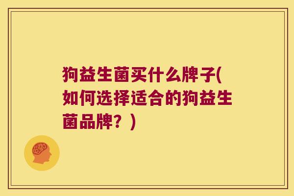 狗益生菌买什么牌子(如何选择适合的狗益生菌品牌？)