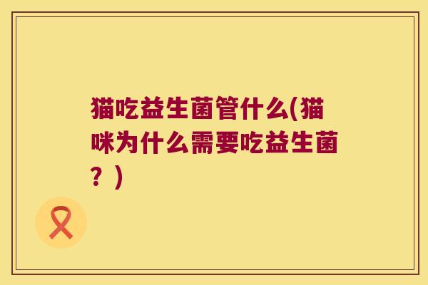 猫吃益生菌管什么(猫咪为什么需要吃益生菌?) 猫吃益生菌管什么(猫咪为什么需要吃益生菌?)