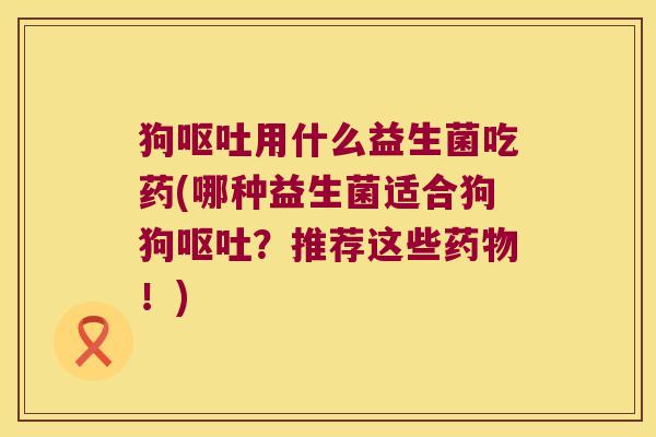 狗呕吐用什么益生菌吃药(哪种益生菌适合狗狗呕吐？推荐这些药物！)