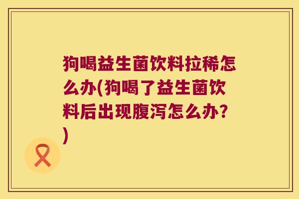 狗喝益生菌饮料拉稀怎么办(狗喝了益生菌饮料后出现腹泻怎么办？)