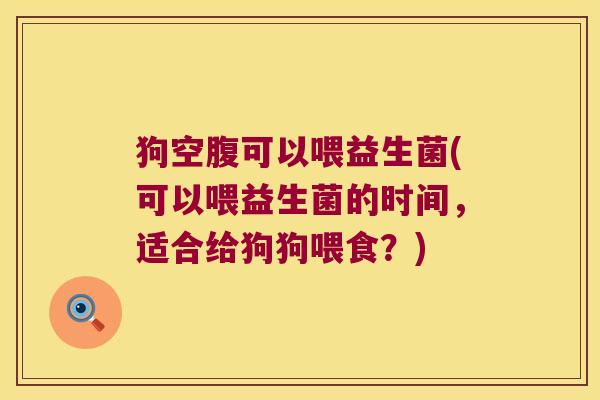 狗空腹可以喂益生菌(可以喂益生菌的时间，适合给狗狗喂食？)