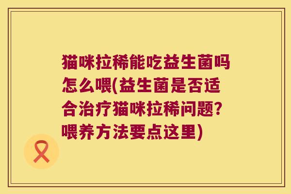 猫咪拉稀能吃益生菌吗怎么喂(益生菌是否适合治疗猫咪拉稀问题？喂养方法要点这里)