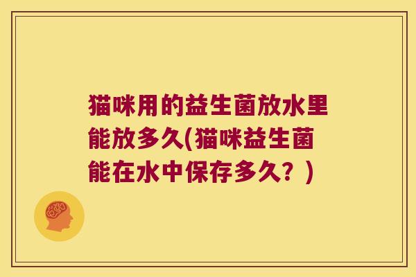 猫咪用的益生菌放水里能放多久(猫咪益生菌能在水中保存多久？)