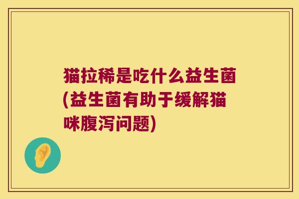 猫拉稀是吃什么益生菌(益生菌有助于缓解猫咪腹泻问题)
