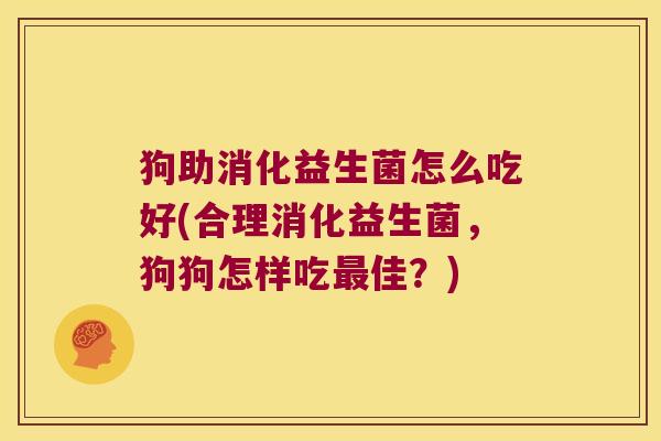狗助消化益生菌怎么吃好(合理消化益生菌,狗狗怎样吃佳?) 狗助消化益生菌怎么吃好(合理消化益生菌,狗狗怎样吃佳?)