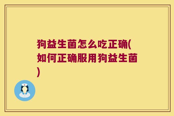 狗益生菌怎么吃正确(如何正确服用狗益生菌) 狗益生菌怎么吃正确(如何正确服用狗益生菌)