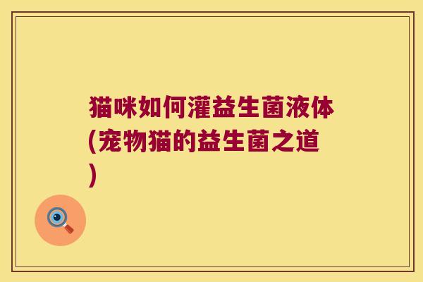 猫咪如何灌益生菌液体(宠物猫的益生菌之道)