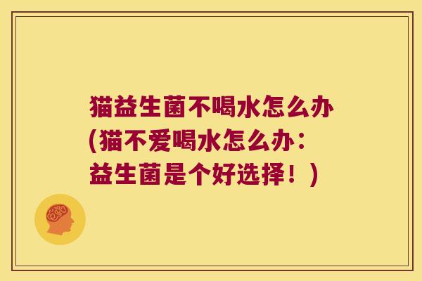 猫益生菌不喝水怎么办(猫不爱喝水怎么办：益生菌是个好选择！)