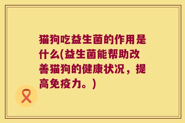 猫狗吃益生菌的作用是什么(益生菌能帮助改善猫狗的健康状况，提高免疫力。)