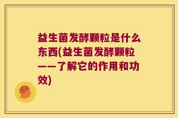 益生菌发酵颗粒是什么东西(益生菌发酵颗粒——了解它的作用和功效)