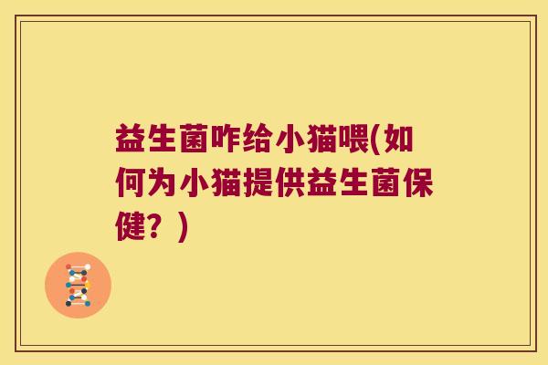 益生菌咋给小猫喂(如何为小猫提供益生菌保健？)