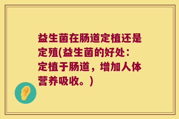 益生菌在肠道定植还是定殖(益生菌的好处：定植于肠道，增加人体营养吸收。)