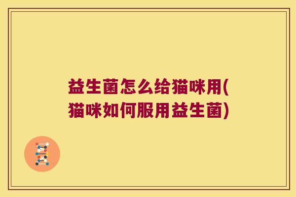 益生菌怎么给猫咪用(猫咪如何服用益生菌) 益生菌怎么给猫咪用(猫咪如何服用益生菌)