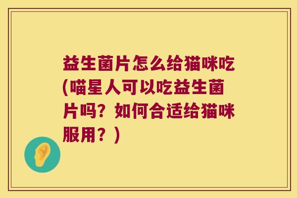 益生菌片怎么给猫咪吃(喵星人可以吃益生菌片吗？如何合适给猫咪服用？)