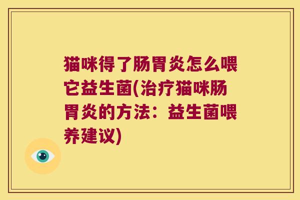 猫咪得了肠胃炎怎么喂它益生菌(治疗猫咪肠胃炎的方法：益生菌喂养建议)