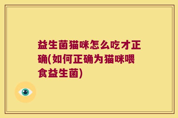 益生菌猫咪怎么吃才正确(如何正确为猫咪喂食益生菌)