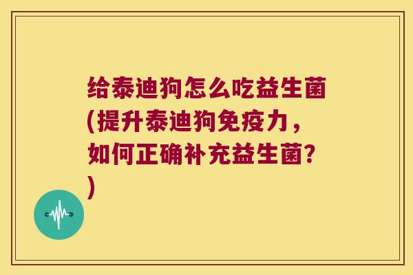 给泰迪狗怎么吃益生菌(提升泰迪狗免疫力，如何正确补充益生菌？)