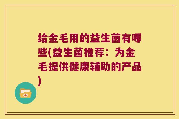 给金毛用的益生菌有哪些(益生菌推荐：为金毛提供健康辅助的产品)