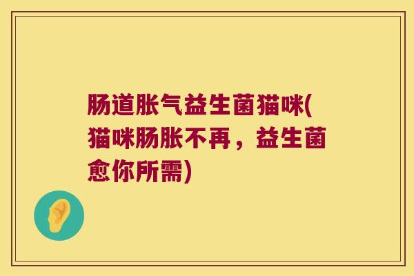 肠道益生菌猫咪(猫咪肠胀不再,益生菌愈你所需) 肠道益生菌猫咪(猫咪肠胀不再,益生菌愈你所需)