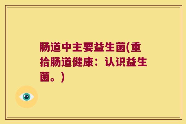 肠道中主要益生菌(重拾肠道健康：认识益生菌。)