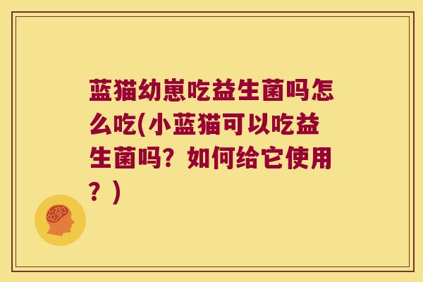 蓝猫幼崽吃益生菌吗怎么吃(小蓝猫可以吃益生菌吗？如何给它使用？)