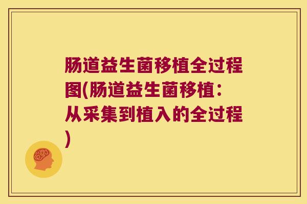 肠道益生菌移植全过程图(肠道益生菌移植：从采集到植入的全过程)