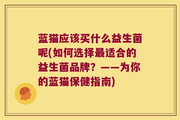 蓝猫应该买什么益生菌呢(如何选择最适合的益生菌品牌？——为你的蓝猫保健指南)