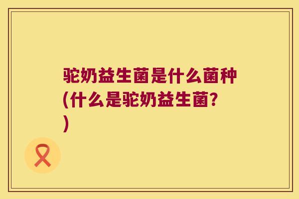 驼奶益生菌是什么菌种(什么是驼奶益生菌？)