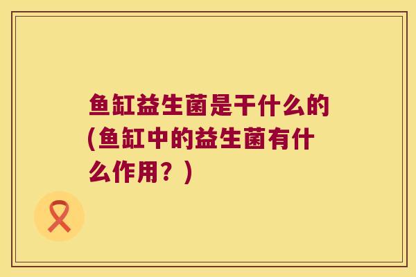 鱼缸益生菌是干什么的(鱼缸中的益生菌有什么作用?) 鱼缸益生菌是干什么的(鱼缸中的益生菌有什么作用?)