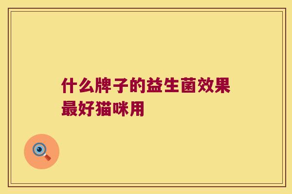 什么牌子的益生菌效果最好猫咪用