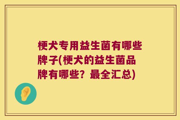 梗犬专用益生菌有哪些牌子(梗犬的益生菌品牌有哪些？最全汇总)