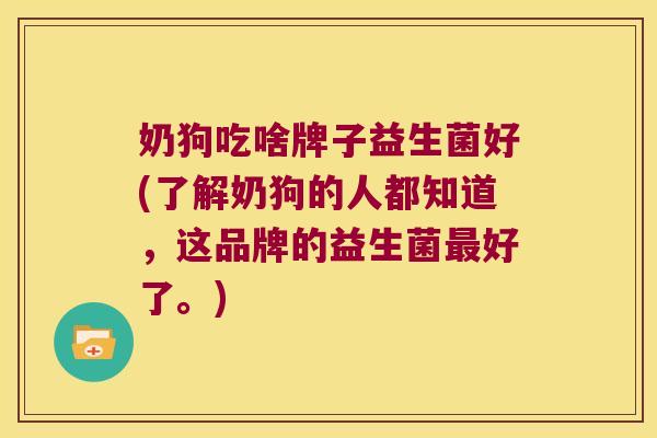 奶狗吃啥牌子益生菌好(了解奶狗的人都知道,这品牌的益生菌好了。) 奶狗吃啥牌子益生菌好(了解奶狗的人都知道,这品牌的益生菌好了。)