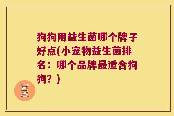 狗狗用益生菌哪个牌子好点(小宠物益生菌排名：哪个品牌最适合狗狗？)