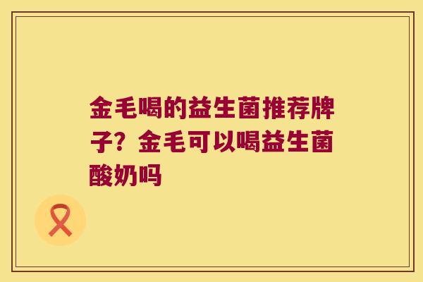金毛喝的益生菌推荐牌子？金毛可以喝益生菌酸奶吗