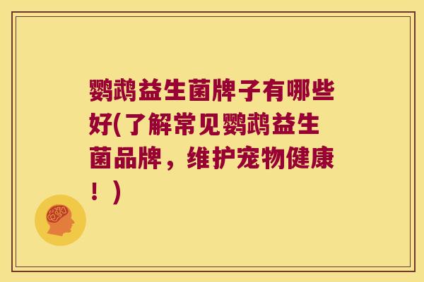 鹦鹉益生菌牌子有哪些好(了解常见鹦鹉益生菌品牌，维护宠物健康！)