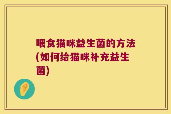 喂食猫咪益生菌的方法(如何给猫咪补充益生菌)