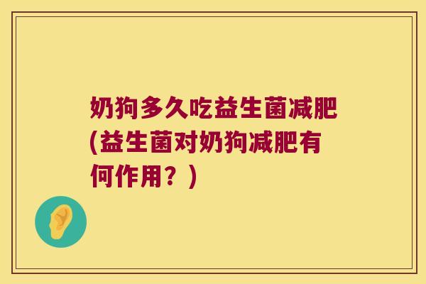 奶狗多久吃益生菌减肥(益生菌对奶狗减肥有何作用？)