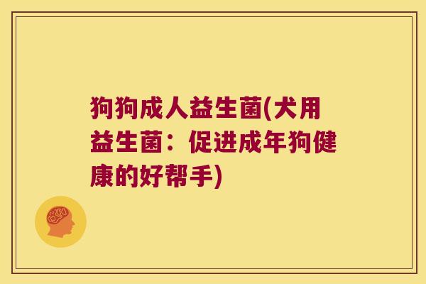 狗狗成人益生菌(犬用益生菌：促进成年狗健康的好帮手)