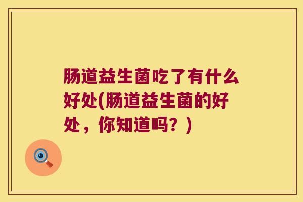 肠道益生菌吃了有什么好处(肠道益生菌的好处，你知道吗？)