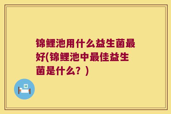 锦鲤池用什么益生菌最好(锦鲤池中最佳益生菌是什么？)