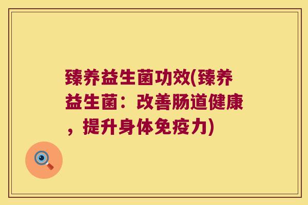 臻养益生菌功效(臻养益生菌：改善肠道健康，提升身体免疫力)