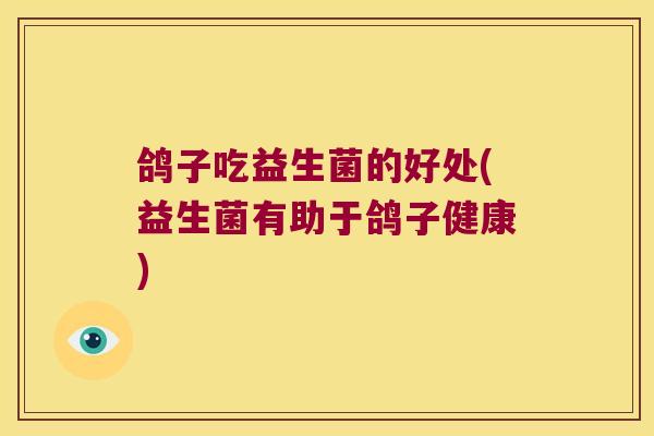 鸽子吃益生菌的好处(益生菌有助于鸽子健康)