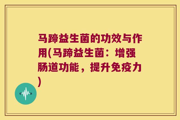 马蹄益生菌的功效与作用(马蹄益生菌：增强肠道功能，提升免疫力)