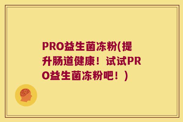 PRO益生菌冻粉(提升肠道健康！试试PRO益生菌冻粉吧！)