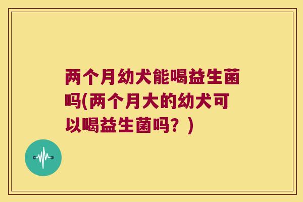 两个月幼犬能喝益生菌吗(两个月大的幼犬可以喝益生菌吗？)