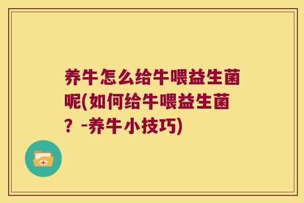 养牛怎么给牛喂益生菌呢(如何给牛喂益生菌?-养牛小技巧) 养牛怎么给牛喂益生菌呢(如何给牛喂益生菌?-养牛小技巧)
